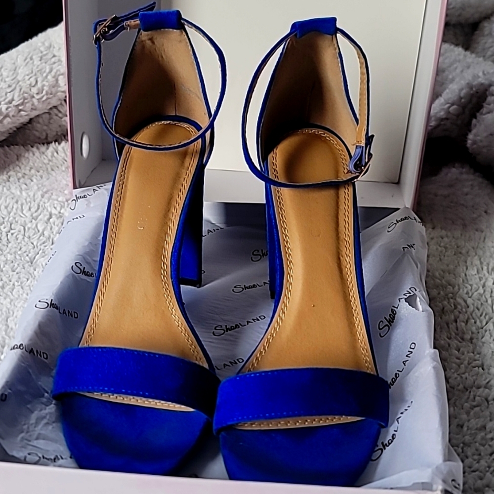 Royal blue suede heels